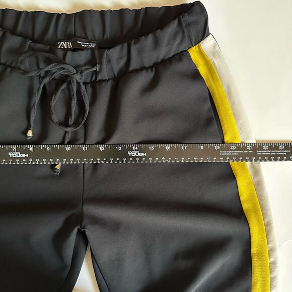 ZARA High Waisted with Side Stripe Trouser Pant Women’s size Medium black jogger - Picture 13 of 14